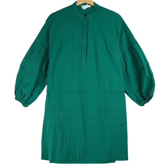 Pomander Place Tunic Dress Green Puff Sleeve Emerald Large Y22657T